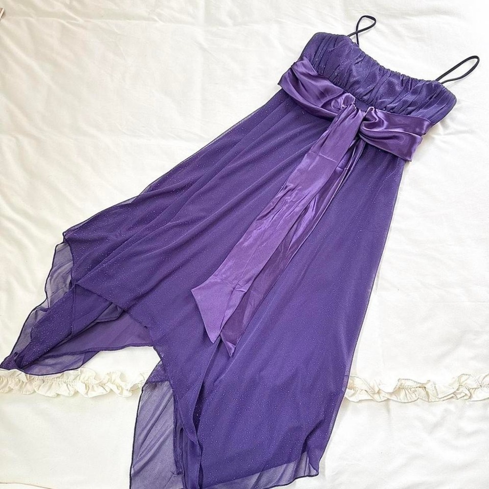 purple fairy midi dress  Y2K city triangles purple chiffon midi dress